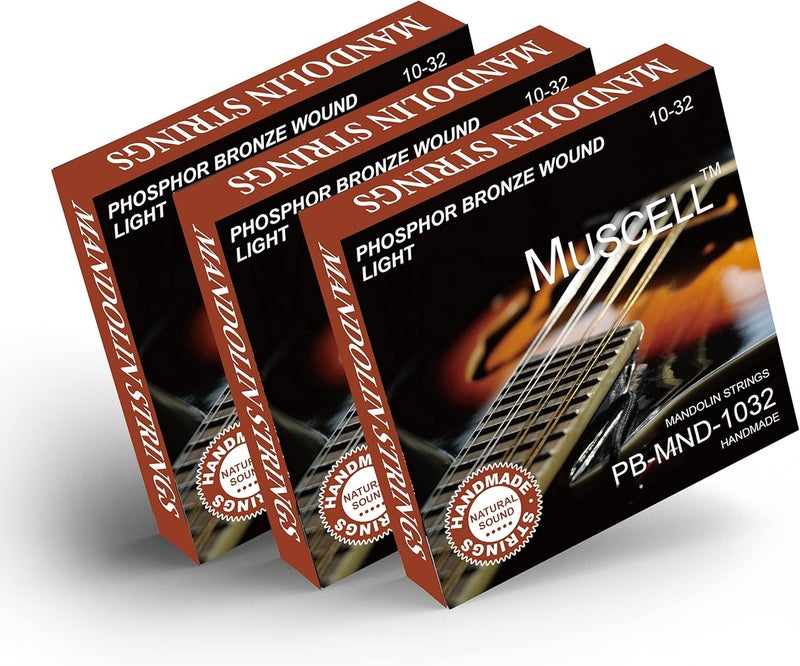 MUSCELL Mandolin Strings, Handmade Phosphor Bronze 8-String Mandolin Strings - 3 Packs Light 10-32 PB-MND-1032 - Image 1